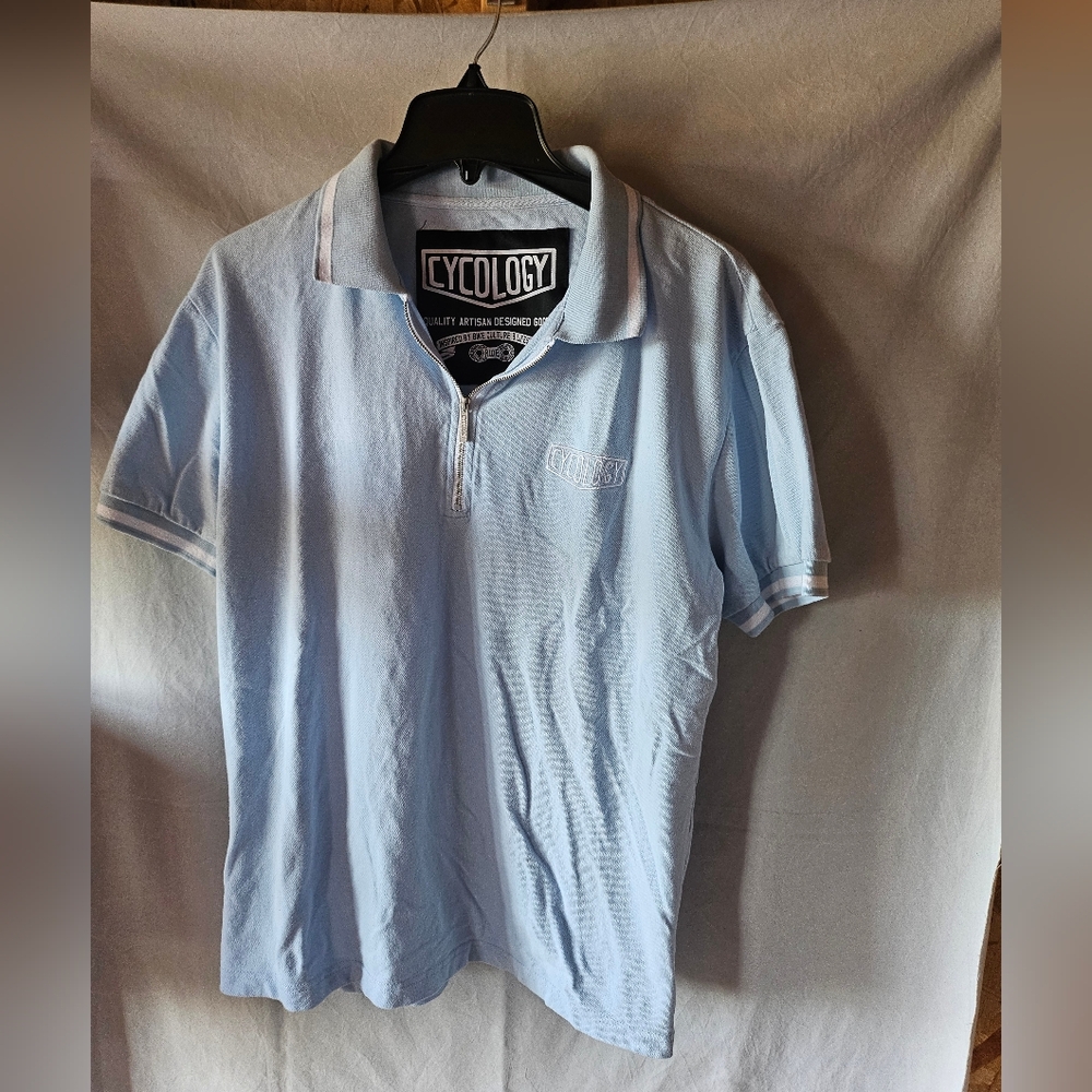 Cyclology XL cotton blue and white polo shirt #poloshirt